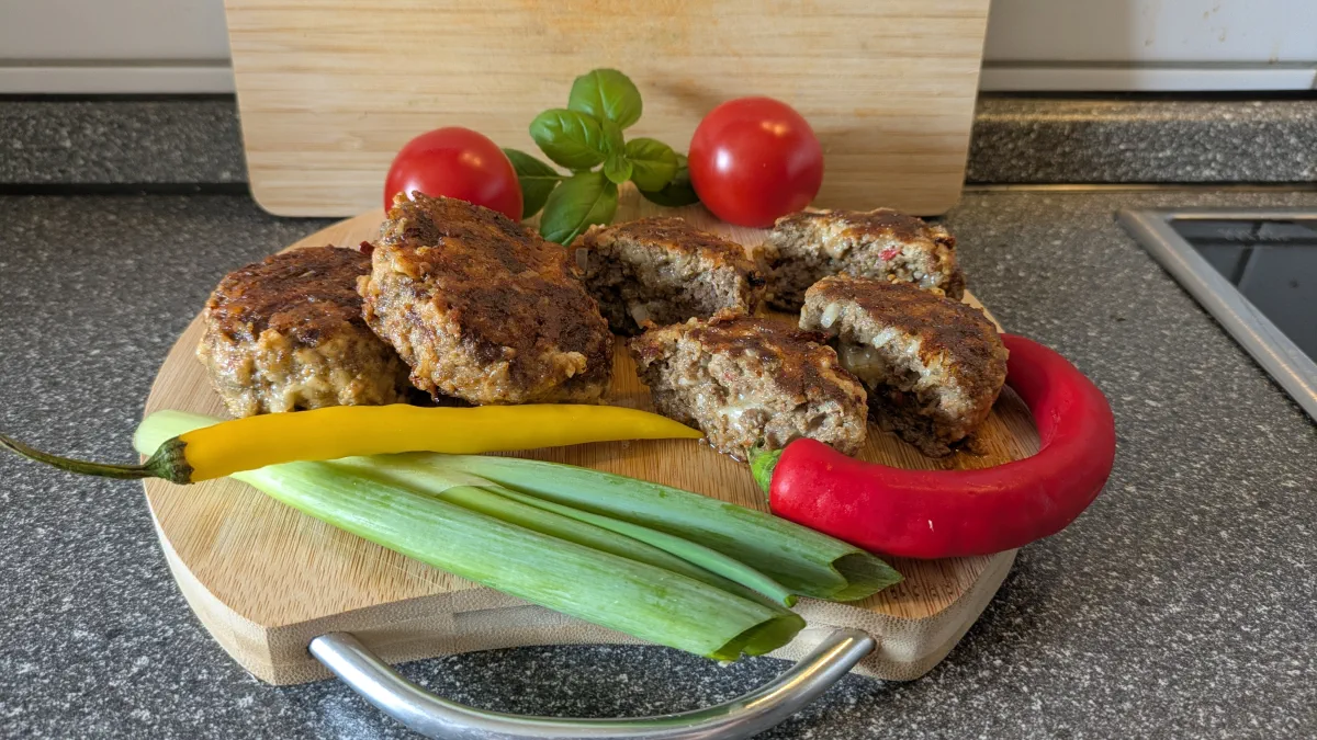 Käsefrikadellen Anrichten